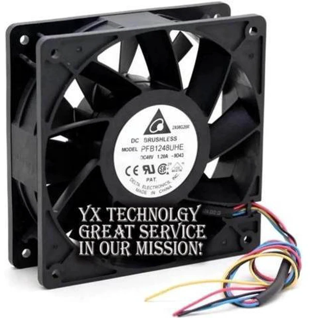 Alt view image 2 of 3 - AJMRTC Delta PFB1248UHE 12038 PWM Cooling Fan, 120×120×38mm DC 48V 1.20A 4-Wire PWM Tachometer High Airflow Ball Bearing Axial Fan for Server Inverter Industrial Chassis