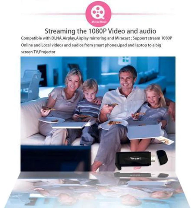Alt view image 2 of 6 - AJMRTC HD 1080P WiFi Display HDMI Streaming Adapter, Wireless Screen Mirroring Dongle Support AirPlay Miracast DLNA, Wireless HDMI Streaming Media Receiver for iOS Android Windows TV Projector