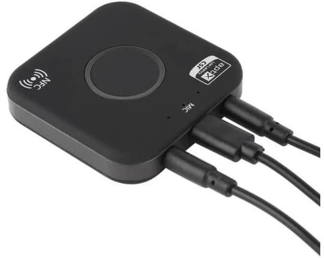 Alt view image 6 of 6 - AJMRTC 2-in-1 Bluetooth Audio Transmitter Receiver Adapter, APT-X Low Latency, NFC One-Touch Pairing, CVC6.0 Noise Reduction with Built-in Microphone, 3.5mm AUX Wireless Audio Transceiver for TV Speak
