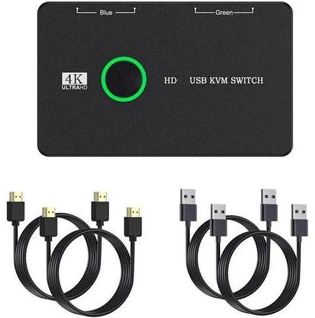Alt view image 5 of 6 - AJMRTC 2 Port USB KVM Switch Selector, 2 In 1 Out USB Sharing Controller, Share Keyboard Mouse Printer Scanner USB Flash Drive for 2 Computers, Plug and Play USB Peripheral Switch Box