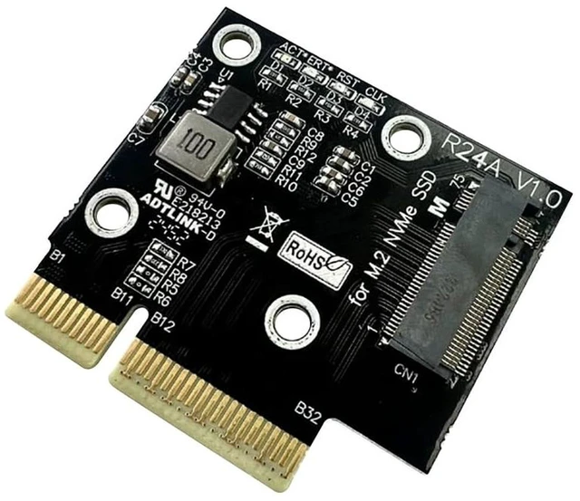 Alt view image 2 of 7 - AJMRTC R24A PCIe 5.0 x4 M.2 M-Key NVMe SSD Adapter Card, 128Gbps High Speed Converter with Bracket, Support 2230 2242 2260 2280 22110 NVMe SSD for Desktop PC Storage Upgrade