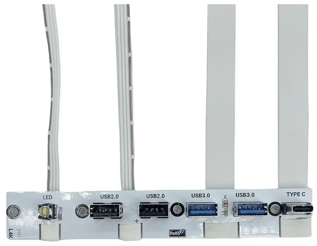 Alt view image 5 of 7 - AJMRTC White 5 Ports PC Front IO Panel Bracket, 3.5 Inch Bay 2×USB3.0 2×USB2.0 1×USB-C 20Gbps USB3.2 Gen2x2, 50CM Internal Cable with LED Power Switch, Desktop Chassis USB Expansion Hub