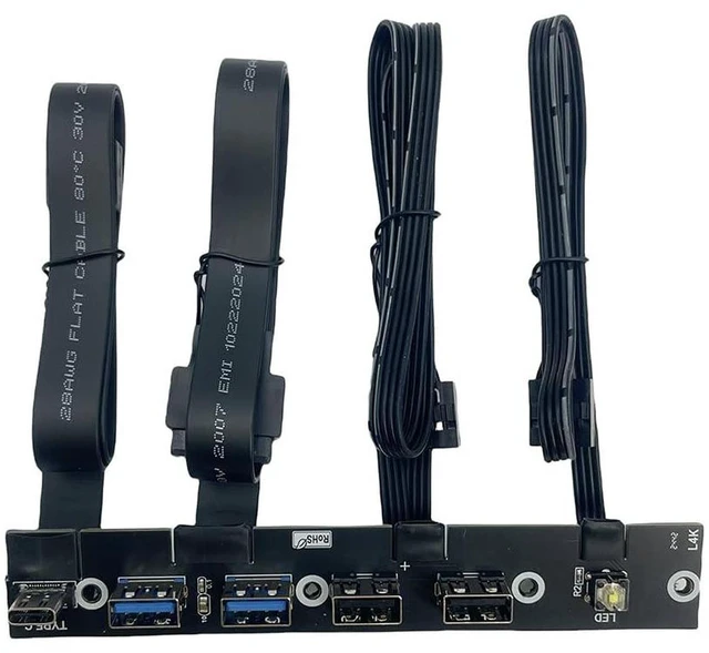 Alt view image 3 of 7 - AJMRTC White 5 Ports PC Front IO Panel Bracket, 3.5 Inch Bay 2×USB3.0 2×USB2.0 1×USB-C 20Gbps USB3.2 Gen2x2, 50CM Internal Cable with LED Power Switch, Desktop Chassis USB Expansion Hub