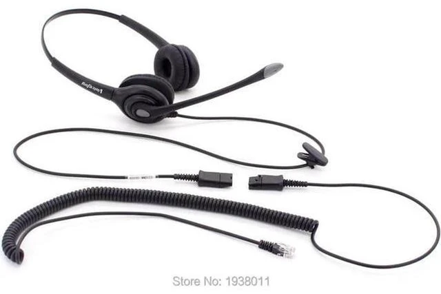Alt view image 4 of 5 - AJMRTC Binaural Call Center Headset with QD Quick Disconnect Cable, RJ9 RJ10 Plug Wired Dual-Ear Headphone, Noise Cancelling Adjustable Boom Microphone, Soft Foam Ear Cushion for Office Desk Phone
