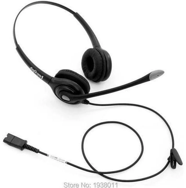 Alt view image 5 of 5 - AJMRTC Binaural Call Center Headset with QD Quick Disconnect Cable, RJ9 RJ10 Plug Wired Dual-Ear Headphone, Noise Cancelling Adjustable Boom Microphone, Soft Foam Ear Cushion for Office Desk Phone