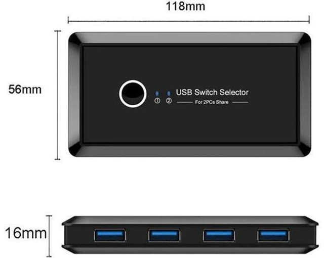 Alt view image 2 of 7 - AJMRTC 2 In 4 Out USB 3.0 KVM Switch Selector, 2 Computers Share 4 USB3.0 Peripherals, 5Gbps USB Switcher for Keyboard, Mouse, Printer, Flash Drive, Scanner, Plug and Play Desktop USB Sharing Hub