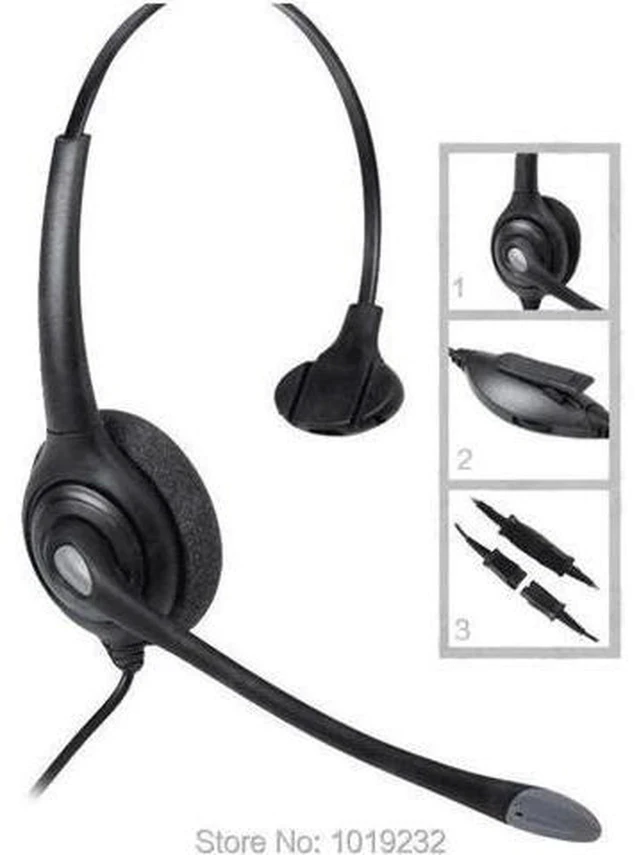 Main image of AJMRTC Monaural Call Center Headset with Inline Volume & Mute Control, QD Quick Disconnect Cord, RJ9 RJ10 Plug, Noise Cancelling Boom Microphone, Soft Foam Ear Cushion for Office Desk Phone Customer