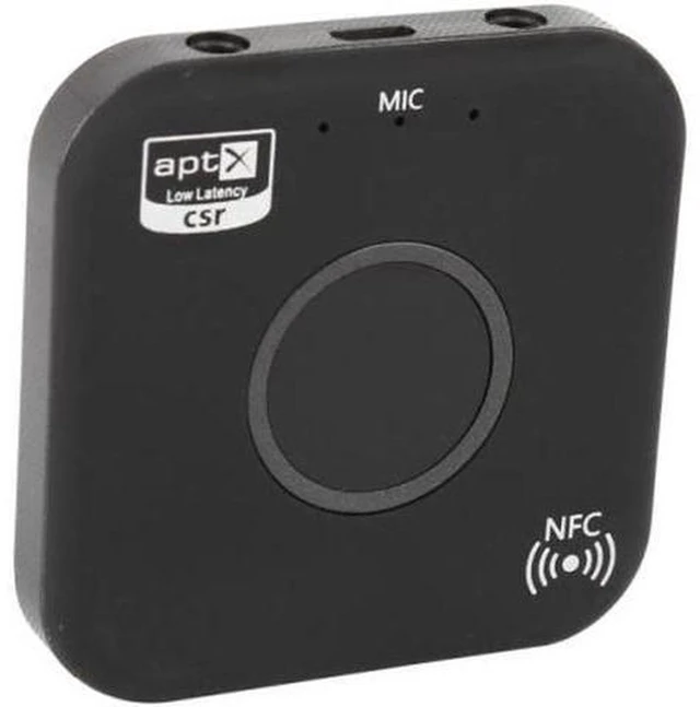 Alt view image 5 of 6 - AJMRTC Bluetooth 4.2 2-in-1 Audio Transmitter Receiver Adapter, aptX Low Latency NFC Pairing, CVC6.0 Noise Reduction, Built-in Microphone, 3.5mm AUX Jack for TV, Car Stereo, Headphones, Home Speaker