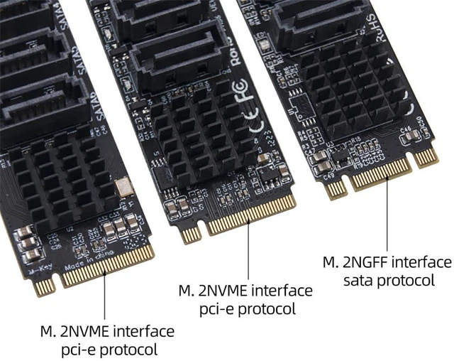 Alt view image 7 of 7 - AJMRTC M.2 NGFF M-Key PCIe to 5 Port SATA3.0 Expansion Card, 6Gbps Per SATA Port, Total 16Gbps PCIe Bandwidth JMB585 Chipset Riser Adapter for NVMe M.2 Slot to SATA HDD SSD, NAS Server Storage Expansi