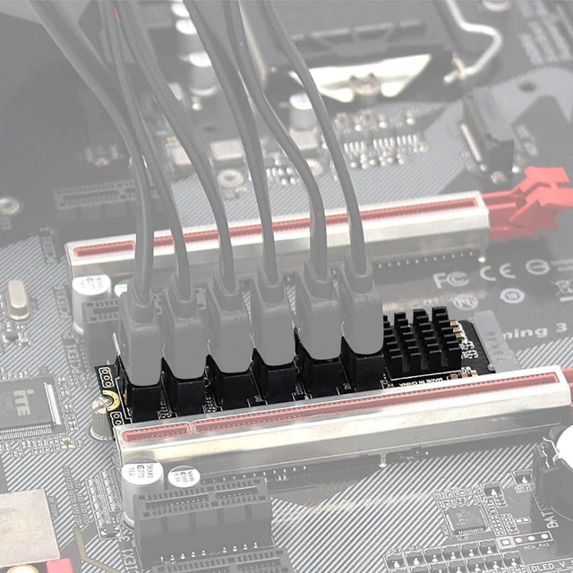 Alt view image 5 of 7 - AJMRTC M.2 NGFF M-Key PCIe to 5 Port SATA3.0 Expansion Card, 6Gbps Per SATA Port, Total 16Gbps PCIe Bandwidth JMB585 Chipset Riser Adapter for NVMe M.2 Slot to SATA HDD SSD, NAS Server Storage Expansi