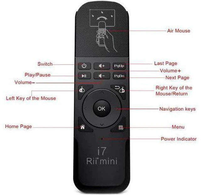 Alt view image 4 of 6 - AJMRTC Rii i7 Mini Air Mouse, 2.4GHz Wireless Remote Control with Built-in 6-Axis Gyroscope, Fly Air Mouse Motion Sensing Remote for Smart TV, Android TV Box, PC, HTPC, Laptop, Projector, Media Player