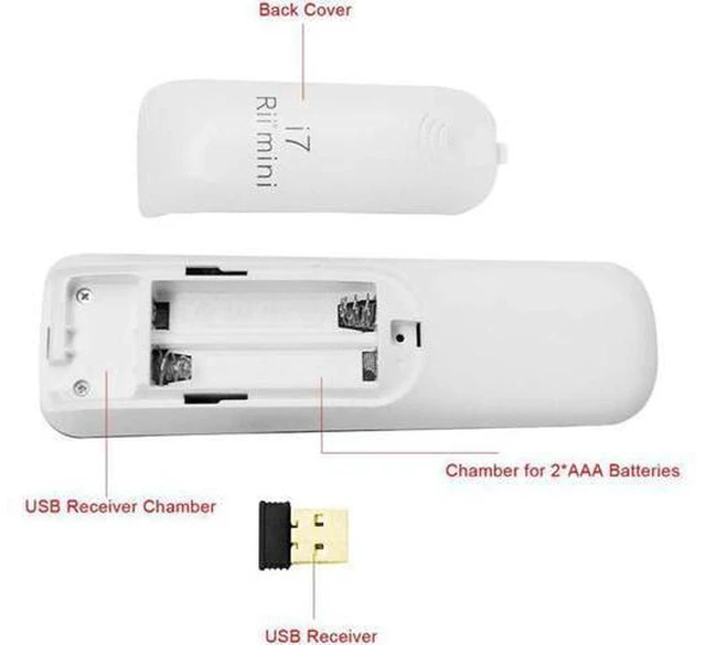 Alt view image 3 of 6 - AJMRTC Rii i7 Mini Air Mouse, 2.4GHz Wireless Remote Control with Built-in 6-Axis Gyroscope, Fly Air Mouse Motion Sensing Remote for Smart TV, Android TV Box, PC, HTPC, Laptop, Projector, Media Player