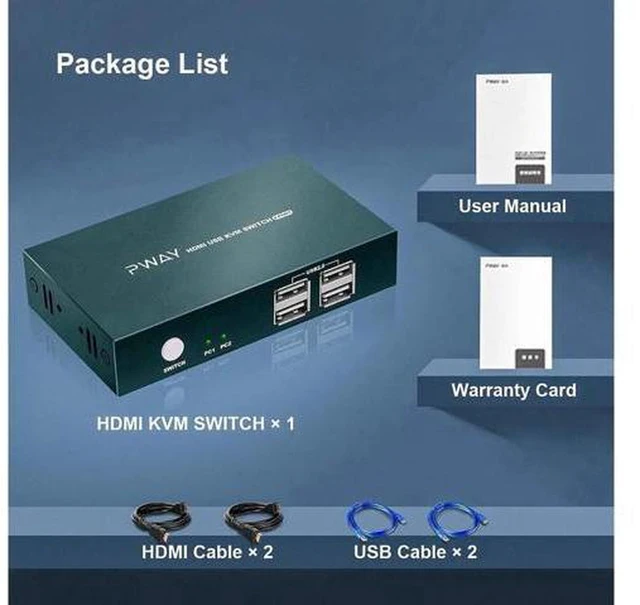 Alt view image 3 of 7 - AJMRTC 2 Port HDMI KVM Switch 2 in 1 Out 4K@30Hz with 4 USB 2.0 Hub, 2 Computers Share Monitor Keyboard Mouse, Supports Wireless Keyboard Mouse for PC Laptop Windows Mac Linux