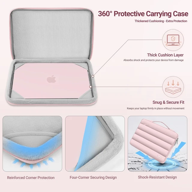 Alt view image 3 of 7 - Compatible with MacBook Neo Case 13 inch 2026 A3404 A18 Pro Chip | Scratch-Resistant Protective Hard Shell&Puffy Sleeve Bag&Keyboard Skin&Screen Film&Type C, Blush