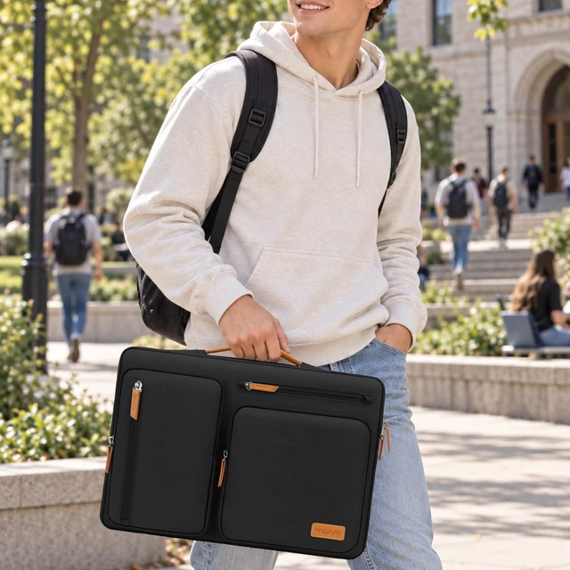 Alt view image 7 of 7 - 360 Protective Laptop Case 16 inch, 15-15.6 inch Laptop Sleeve | Compatible with MacBook Pro 16, HP Acer Dell Lenovo ASUS, Side Open Carrying Case with 4 Zipper Pockets, Black