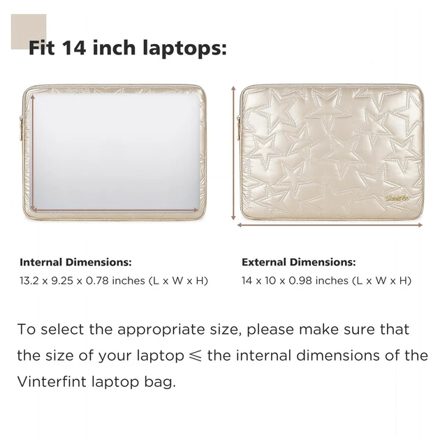 Alt view image 4 of 6 - 14 inch Laptop Sleeve Case for 14" MacBook Pro M5 M4, Surface Laptop Studio 2, ThinkBook 14 Gen 8, IdeaPad 3i, Yoga Slim 7X, Inspiron 14, 14.5" XPS 14, HP ThinkPad Notebook Bag, Champagne