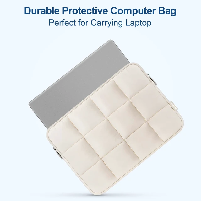 Alt view image 2 of 7 - 13-14 inch Laptop Case, 13.3 inch Puffy Laptop Sleeve, Sand | Compatible with MacBook Neo/Air 13.6/Pro 13/Pro 14, HP Dell ASUS Lenovo, Twelve Rectangle Quilted Puffer Bag Cover for Women