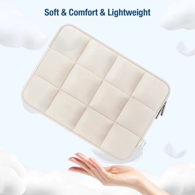 Alt view image 4 of 7 - 13-14 inch Laptop Case, 13.3 inch Puffy Laptop Sleeve, Sand | Compatible with MacBook Neo/Air 13.6/Pro 13/Pro 14, HP Dell ASUS Lenovo, Twelve Rectangle Quilted Puffer Bag Cover for Women
