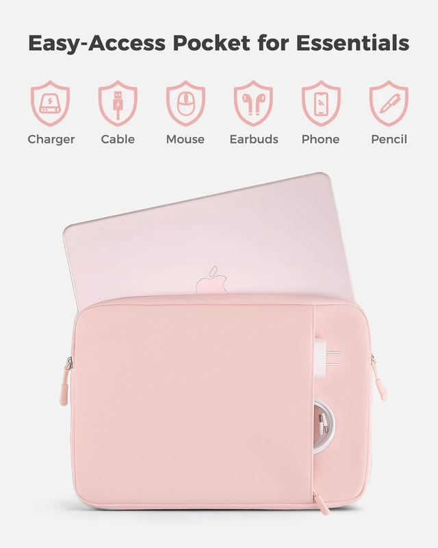 Alt view image 3 of 6 - MacBook Neo 13 Inch Sleeve for 2026 (A3404, A18 Pro) | Soft Lining Helps Prevent Scratches, Slim Lightweight Design With Front Accessory Pocket,Tailored For MacBook Neo 13"-Blush