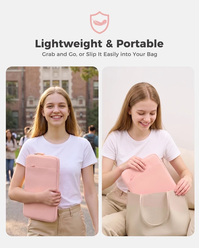 Alt view image 5 of 6 - MacBook Neo 13 Inch Sleeve for 2026 (A3404, A18 Pro) | Soft Lining Helps Prevent Scratches, Slim Lightweight Design With Front Accessory Pocket,Tailored For MacBook Neo 13"-Blush