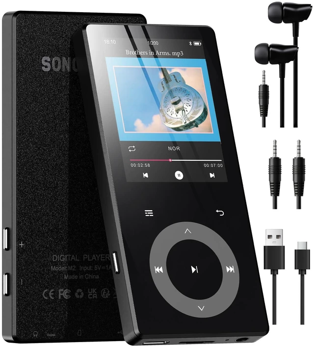 Main image of 64GB MP3 Player with Bluetooth 5.3, 2.4"HiFi Music Player with Touch Button | MP3 Built in HD Speaker FM Radio Voice Recorder E-Book for Kids Adults, Expanded Up to 128GB, Earphone Included (Black)