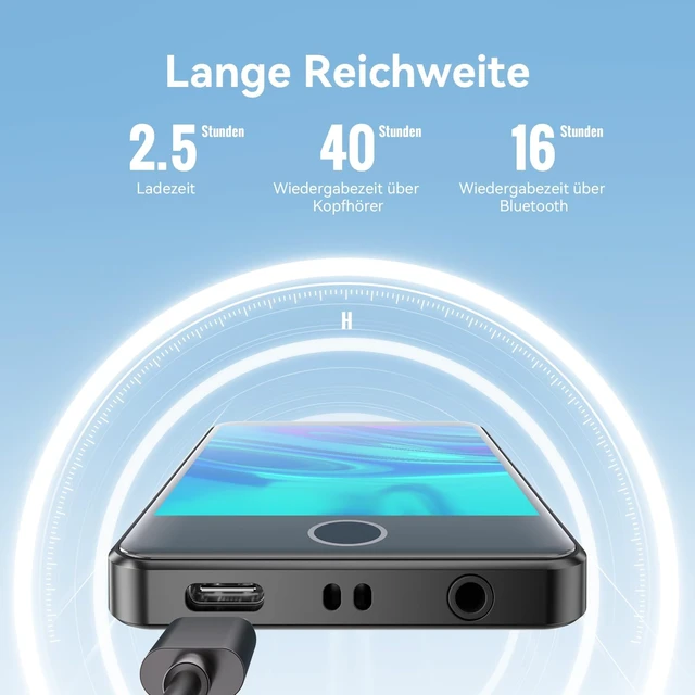 Alt view image 6 of 7 - 2.8'' 64GB MP3 Player with Bluetooth, U6 Full Touch Screen Player | Auto Bluetooth Reconnection - Portable Music Player with Protective Case (Black)