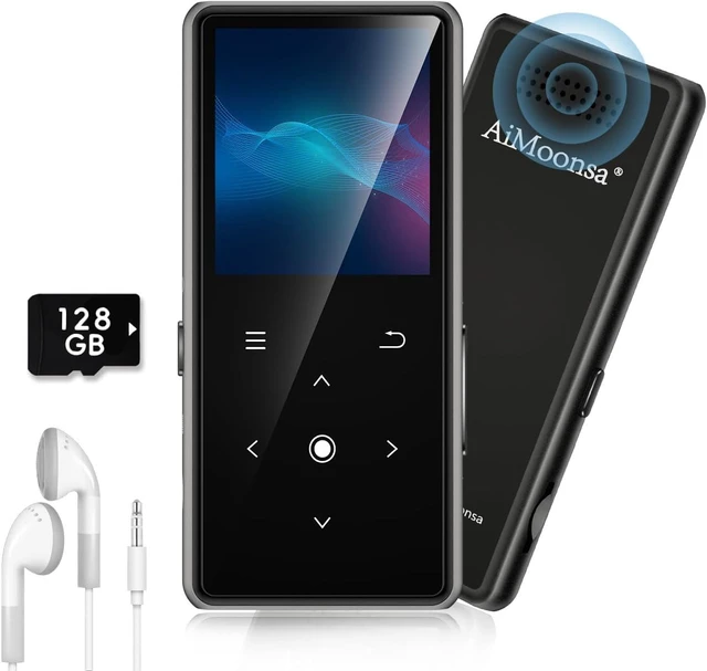 Main image of 128GB MP3 Player with Bluetooth 5.2, AiMoonsa Music Player with Built-in HD Speaker, FM Radio, Voice Recorder, HiFi Sound, E-Book Function, Earphones Included