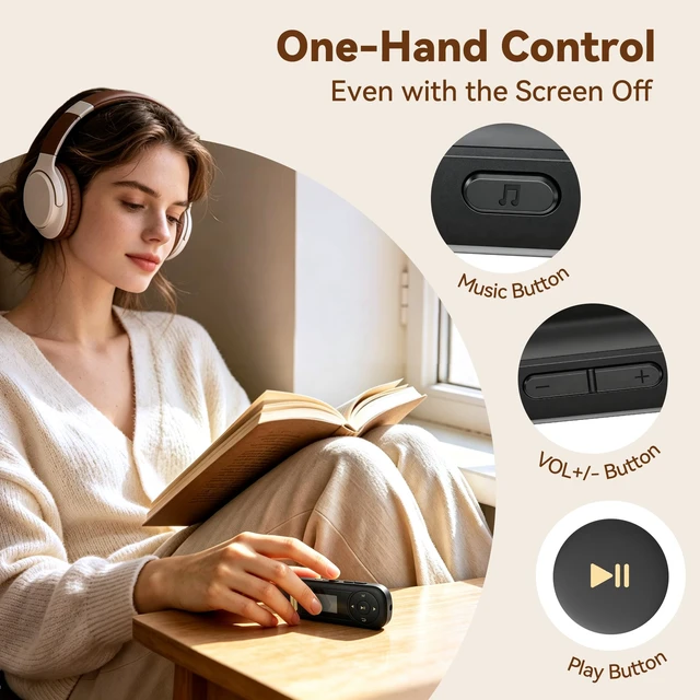 Alt view image 3 of 7 - 64GB USB C MP3 Player with Bluetooth, A59 Music Player with Clip | 30 Hours Playback, with FM Radio, Recording, Support Mobile Phone Connection(Black)