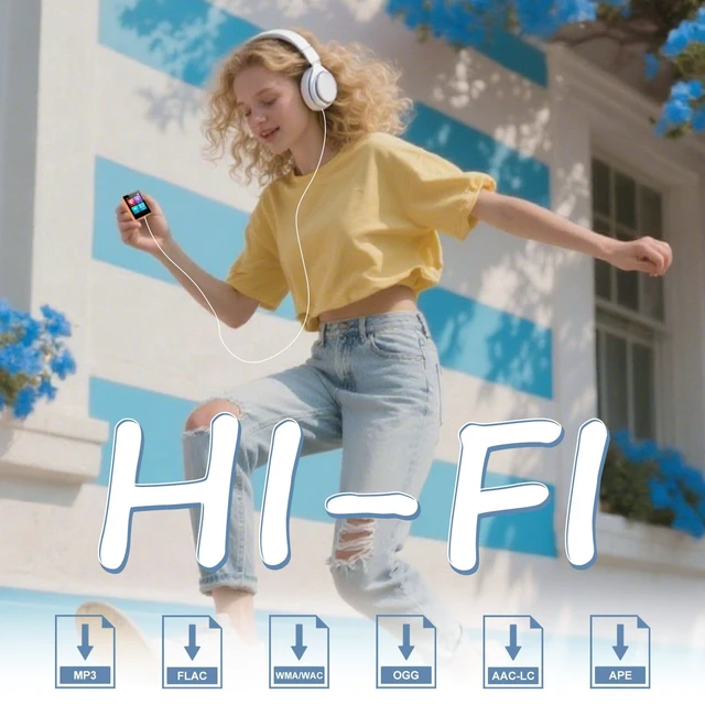 Alt view image 5 of 7 - MP3 Player with Bluetooth 5.3 & Built-in Speaker | Portable MP3 Player with Built-in Speaker, Lightweight for Walking, Hiking & Outdoor Activities(Orange)