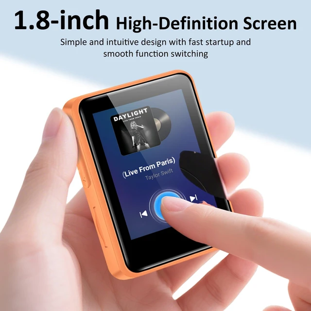 Alt view image 7 of 7 - MP3 Player with Bluetooth 5.3 & Built-in Speaker | Portable MP3 Player with Built-in Speaker, Lightweight for Walking, Hiking & Outdoor Activities(Orange)