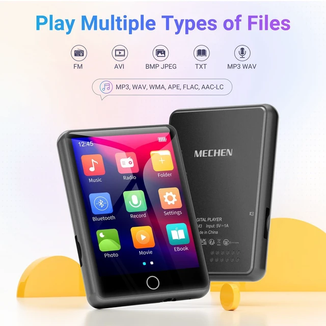 Alt view image 2 of 7 - 64GB Bluetooth 5.3 MP3 Player 2.4" Touch Screen Gray | Portable digital player delivers HiFi lossless audio, supports FM radio and line-in recording, TF card expandable up to 128GB
