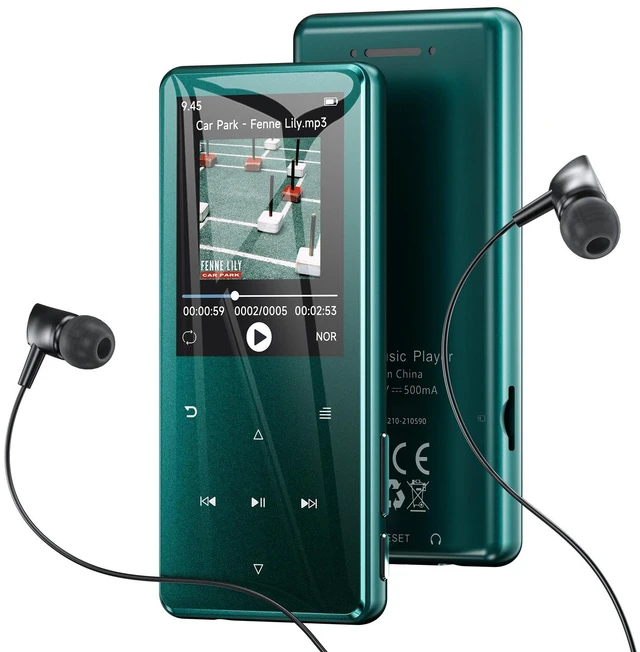 Main image of 64GB MP3 Player with Bluetooth 5.3 Auto Reconnect, Zinc Alloy Body | Built-in Speaker & White Noise, 2.4" Screen, 45H Battery, Voice Recorder, FM Radio, Resume Playback, Up to 128GB microSD Card