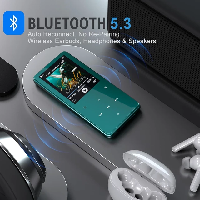 Alt view image 3 of 7 - 64GB MP3 Player with Bluetooth 5.3 Auto Reconnect, Zinc Alloy Body | Built-in Speaker & White Noise, 2.4" Screen, 45H Battery, Voice Recorder, FM Radio, Resume Playback, Up to 128GB microSD Card