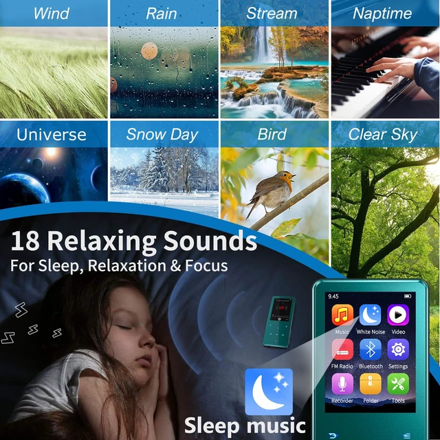 Alt view image 7 of 7 - 64GB MP3 Player with Bluetooth 5.3 Auto Reconnect, Zinc Alloy Body | Built-in Speaker & White Noise, 2.4" Screen, 45H Battery, Voice Recorder, FM Radio, Resume Playback, Up to 128GB microSD Card