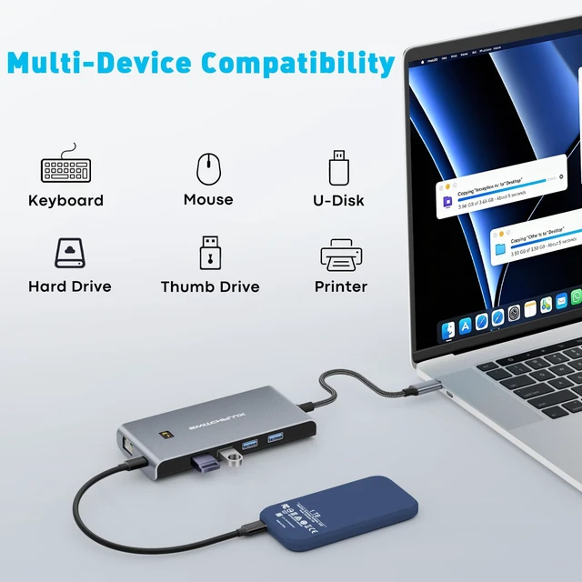 Alt view image 7 of 7 - Docking Station 3 Monitors,Triple Display Dual DisplayPort,HDMI | USB C Dock with 4K120Hz DP, 4K60Hz HDMI,100W PD, 4 USB 3.0, Audio and Ethernet Ports for Dell, HP, Lenovo and More