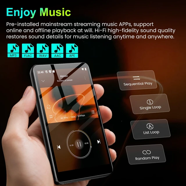 Alt view image 6 of 7 - MP3 Player with Bluetooth and WiFi, Diofox 4.0" Music Player with Spotify,Amazon Music,YouTube,Parental Control Android Mainstrem Media MP4/MP3 Player for Kids up to 1TB,Black (32GB-Black)