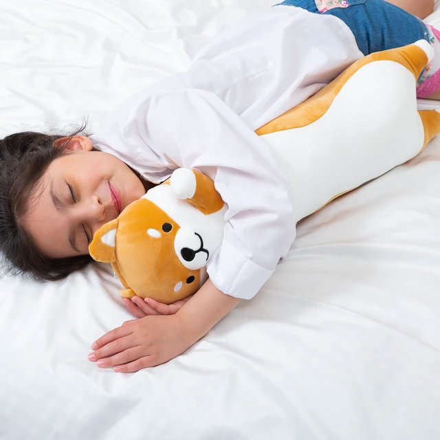 Alt view image 2 of 7 - Long Shiba Inu Plush Body Pillow Giant Stuffed Animal Corgi Dog Plush Toys Hugging Pillow, Soft Long Dog Sleeping Cushion Gifts for Girls Boys (Yellow, 90cm/35.4inch)
