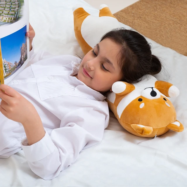 Alt view image 3 of 7 - Long Shiba Inu Plush Body Pillow Giant Stuffed Animal Corgi Dog Plush Toys Hugging Pillow, Soft Long Dog Sleeping Cushion Gifts for Girls Boys (Yellow, 90cm/35.4inch)
