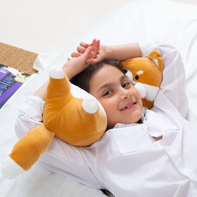 Alt view image 4 of 7 - Long Shiba Inu Plush Body Pillow Giant Stuffed Animal Corgi Dog Plush Toys Hugging Pillow, Soft Long Dog Sleeping Cushion Gifts for Girls Boys (Yellow, 90cm/35.4inch)