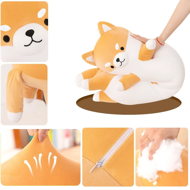 Alt view image 5 of 7 - Long Shiba Inu Plush Body Pillow Giant Stuffed Animal Corgi Dog Plush Toys Hugging Pillow, Soft Long Dog Sleeping Cushion Gifts for Girls Boys (Yellow, 90cm/35.4inch)