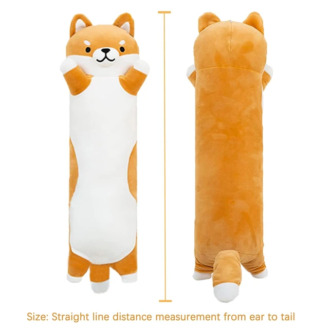 Alt view image 6 of 7 - Long Shiba Inu Plush Body Pillow Giant Stuffed Animal Corgi Dog Plush Toys Hugging Pillow, Soft Long Dog Sleeping Cushion Gifts for Girls Boys (Yellow, 90cm/35.4inch)