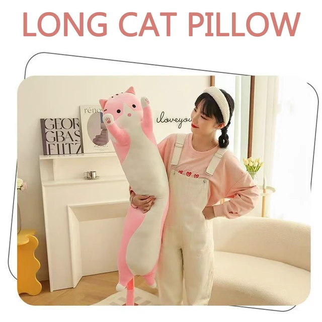 Alt view image 2 of 7 - Long Cat Plush Pillow Soft Cat Hugging Pillow Stuffed Animal Pillow Cute Kitty Throw Pillow Gift for Boys Girls(50cm/19.68inch,Pink
