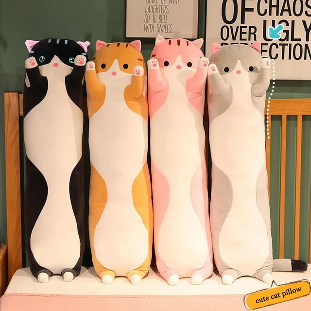 Alt view image 6 of 7 - Long Cat Plush Pillow Soft Cat Hugging Pillow Stuffed Animal Pillow Cute Kitty Throw Pillow Gift for Boys Girls(50cm/19.68inch,Pink