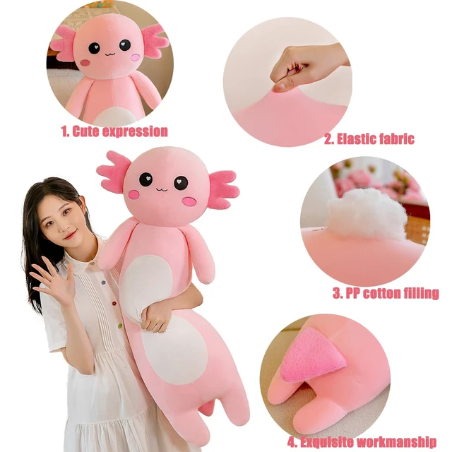 Alt view image 5 of 7 - Long Axolotl Plush Pillow, Cute Axolotl Stuffed Animal Body Plush Soft Plushies Doll Toy for Girls Boys(65cm/25.5inch,Pink)