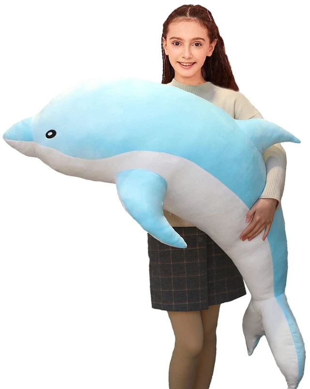 Main image of Dolphin Stuffed Animals Plush Pillow Super Soft Sea Animal Plush Toys Dolls for Boys Girls Sleeping Cushion Gift (70cm/27.55in, Blue)