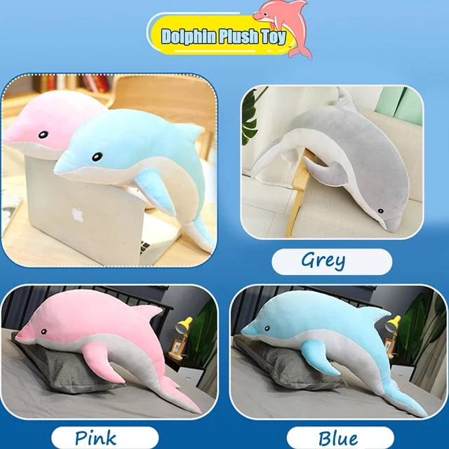 Alt view image 3 of 7 - Dolphin Stuffed Animals Plush Pillow Super Soft Sea Animal Plush Toys Dolls for Boys Girls Sleeping Cushion Gift (70cm/27.55in, Blue)