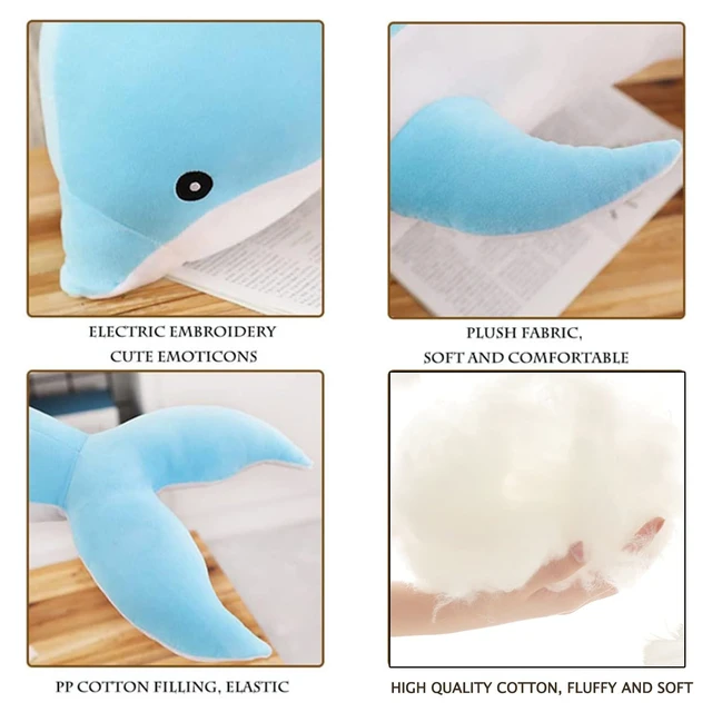 Alt view image 4 of 7 - Dolphin Stuffed Animals Plush Pillow Super Soft Sea Animal Plush Toys Dolls for Boys Girls Sleeping Cushion Gift (70cm/27.55in, Blue)