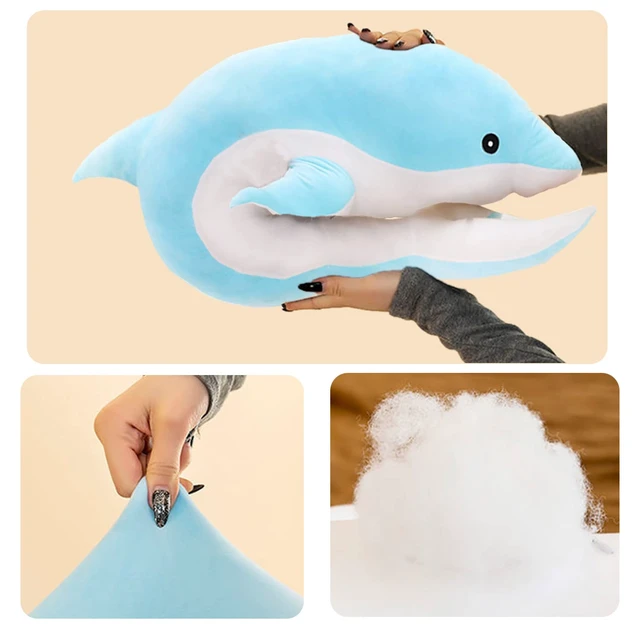 Alt view image 5 of 7 - Dolphin Stuffed Animals Plush Pillow Super Soft Sea Animal Plush Toys Dolls for Boys Girls Sleeping Cushion Gift (70cm/27.55in, Blue)
