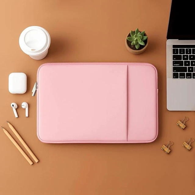 Alt view image 7 of 7 - Laptop Sleeve for MacBook Neo/Air/Pro 13 inches A18/M5/M4/M3/M2/M1 Chip 2026-2020 A3404 A3449 A3240 A3113 with 2 Pockets Tablet Bag Case Accessories (Bright Blush Pink)
