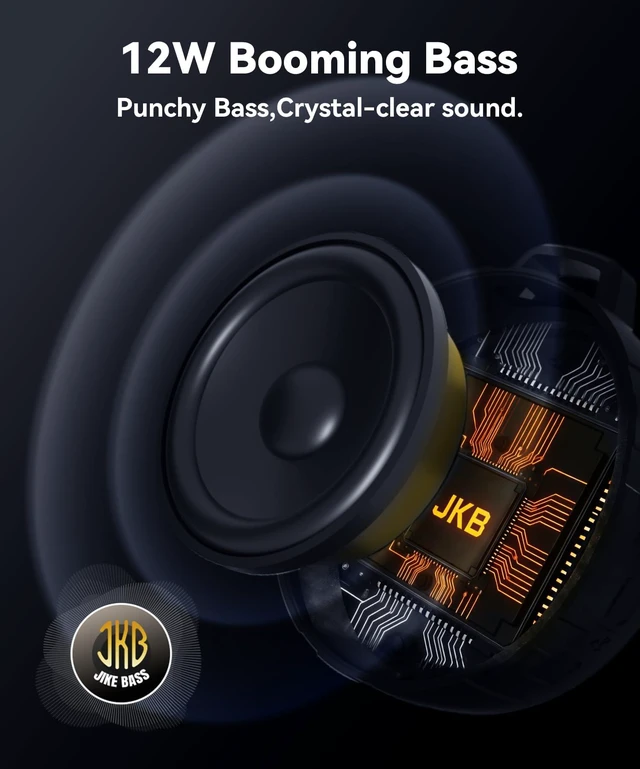 Alt view image 2 of 7 - Room 1 Portable Bluetooth Speaker, IPX7 Waterproof | 12W Powerful JIKE BASS Sound,15H Playtime, LED Power Display, RGB Lights, for Kayaking Pool, Beach, Camping